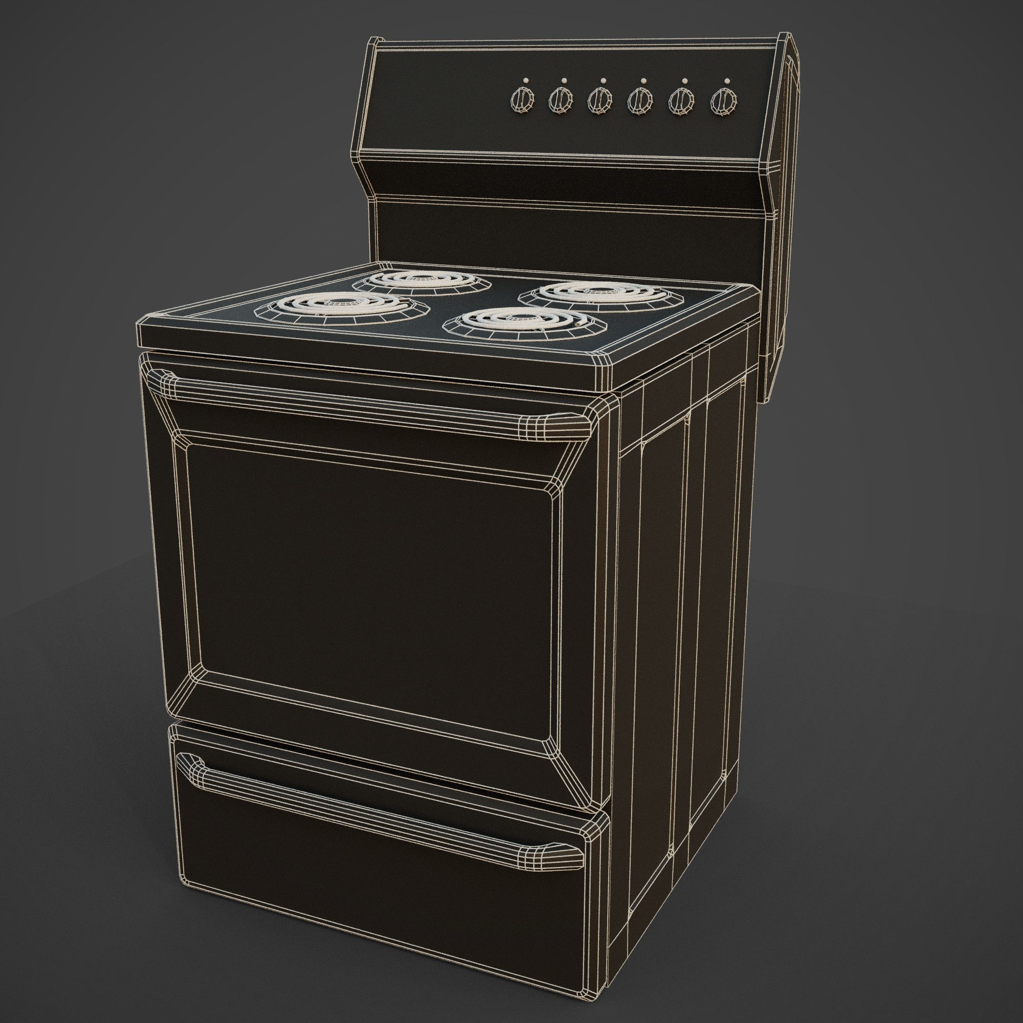 cooker stove Low-poly 3D model_6