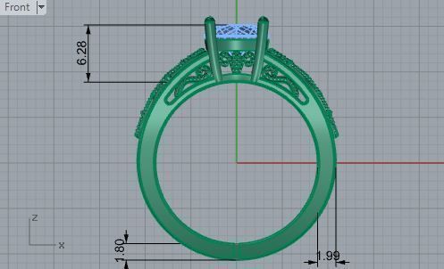 Bridge diamond ring 3110 3D print model 3D print model_5