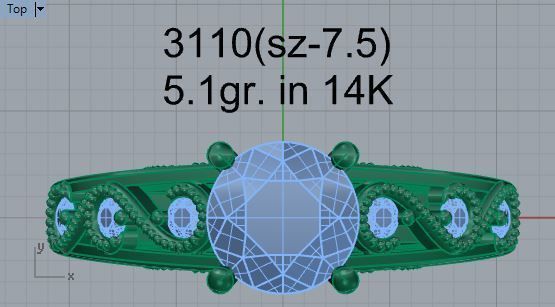 Bridge diamond ring 3110 3D print model 3D print model_4