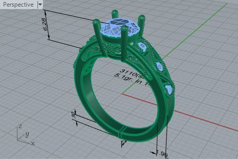 Bridge diamond ring 3110 3D print model 3D print model_7