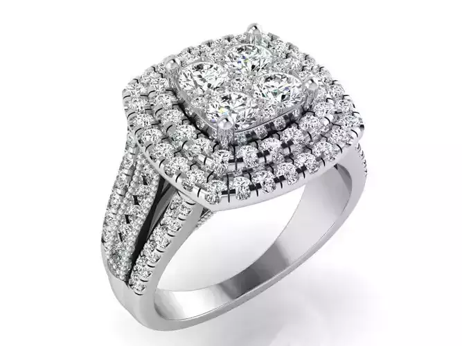 3-Row beautiful diamond ring 3112 3D print model