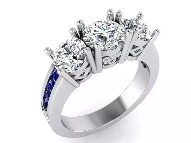 Splendid 3-Stone diamond ring 3113 3D print model