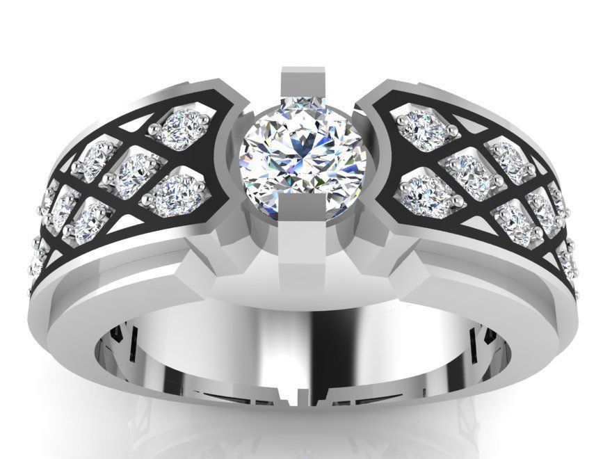 Black textured diamond ring 3116 3D print model 3D print model_2