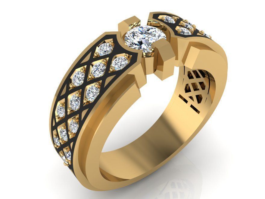 Black textured diamond ring 3116 3D print model 3D print model_1