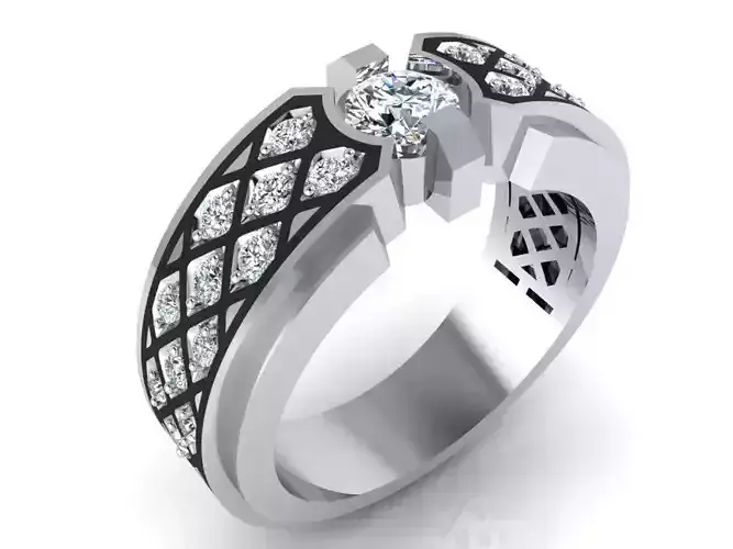 Black textured diamond ring 3116 3D print model