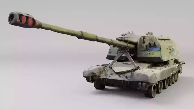 russian 2S19 Msta 152 mm howitzer destroyed by Ukrainian army