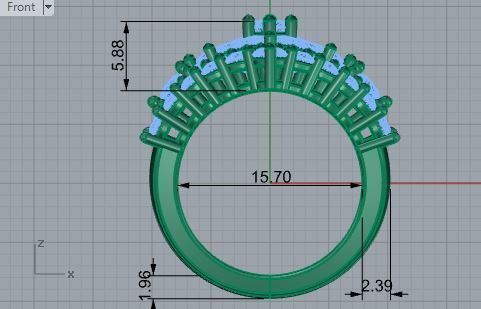 Triangle bright diamond ring 3117 3D print model 3D print model_5