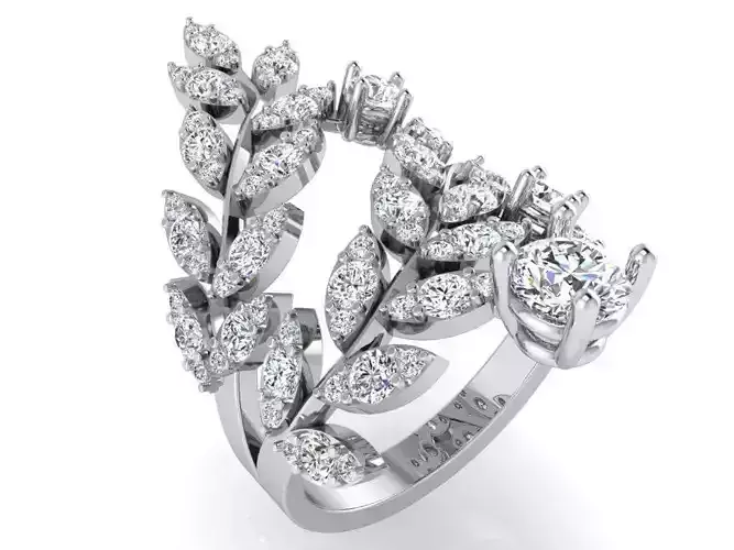 Leaf diamond ring 3118 3D print model