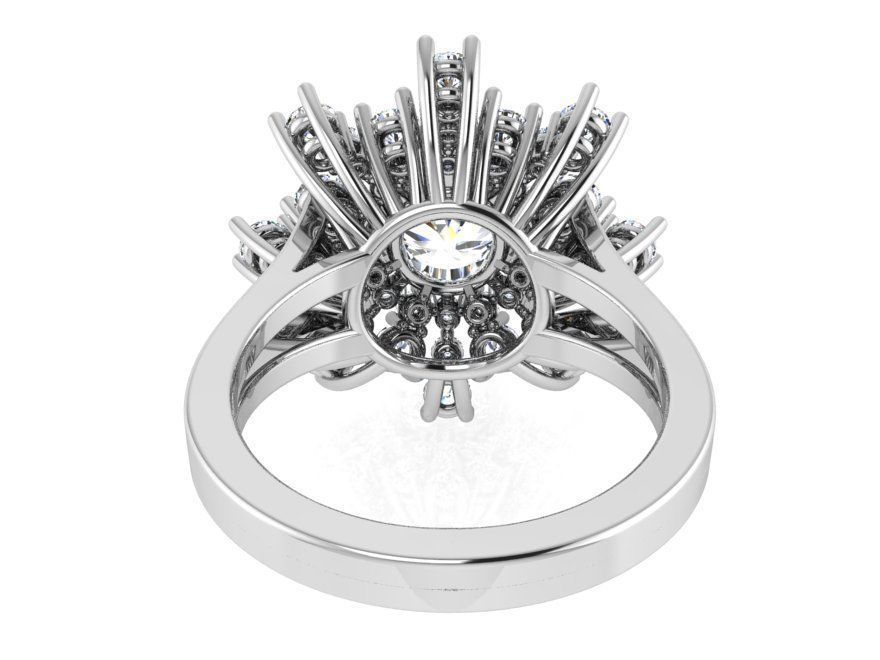 Bright flower diamond ring 3119 3D print model 3D print model_3