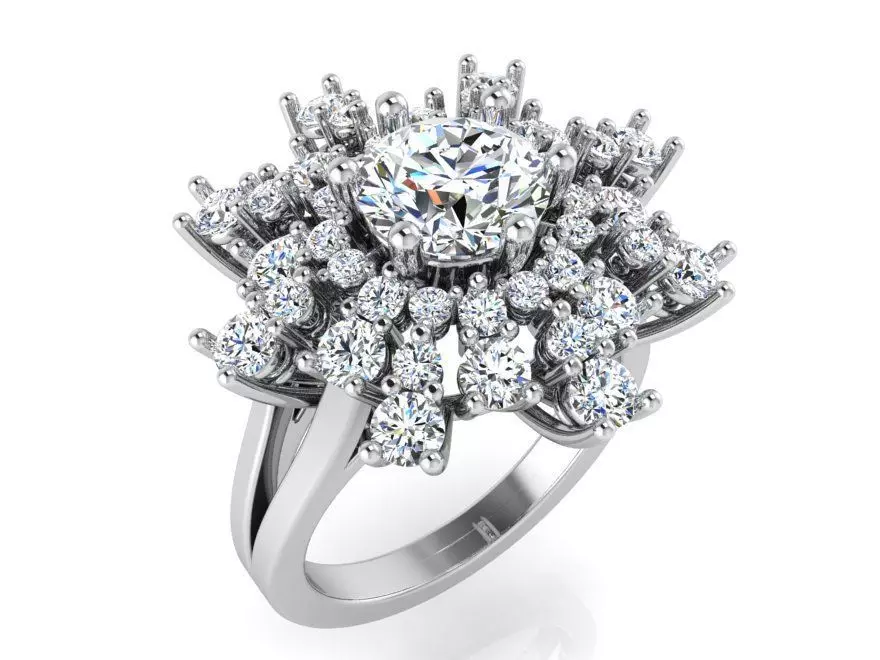 Bright flower diamond ring 3119 3D print model 3D print model_0