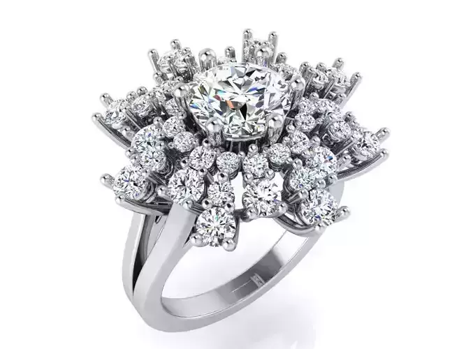 Bright flower diamond ring 3119 3D print model 