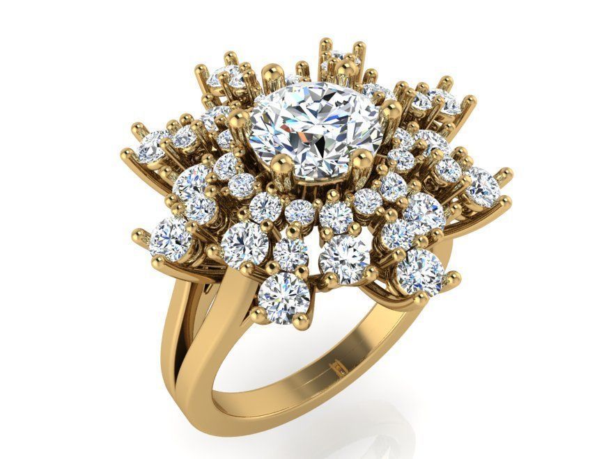 Bright flower diamond ring 3119 3D print model 3D print model_1