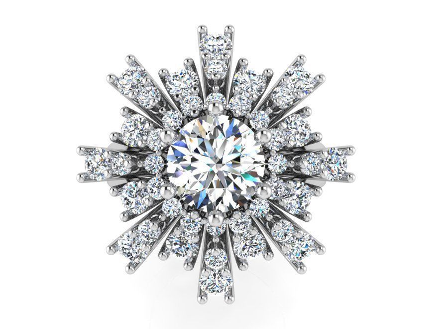 Bright flower diamond ring 3119 3D print model 3D print model_2