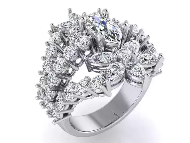 3-Row dressy diamond ring 3120 3D print model 
