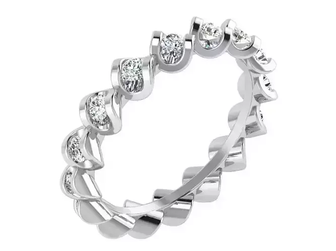 Fashionable diamond ring 3124 3D print model 