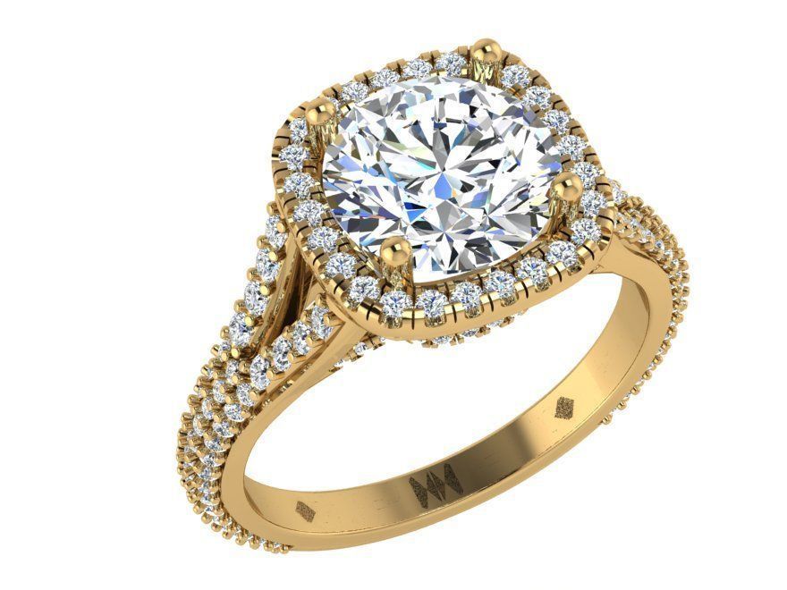 Thick square diamond ring 3126 3D print model 3D print model_1