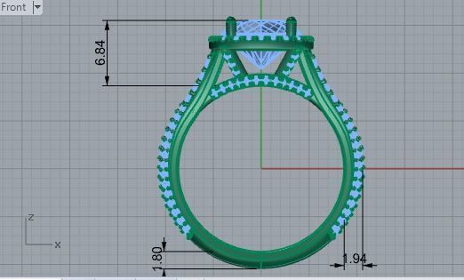 Thick square diamond ring 3126 3D print model 3D print model_5