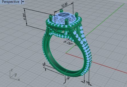 Thick square diamond ring 3126 3D print model 3D print model_7