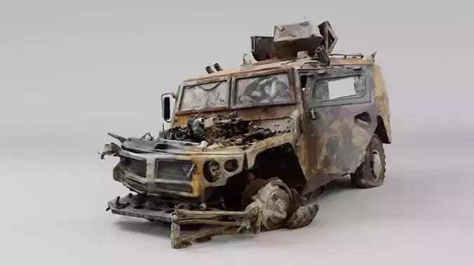 Tigr Tiger infantry mobility vehicle destroyed by Ukrainian army 3D model
