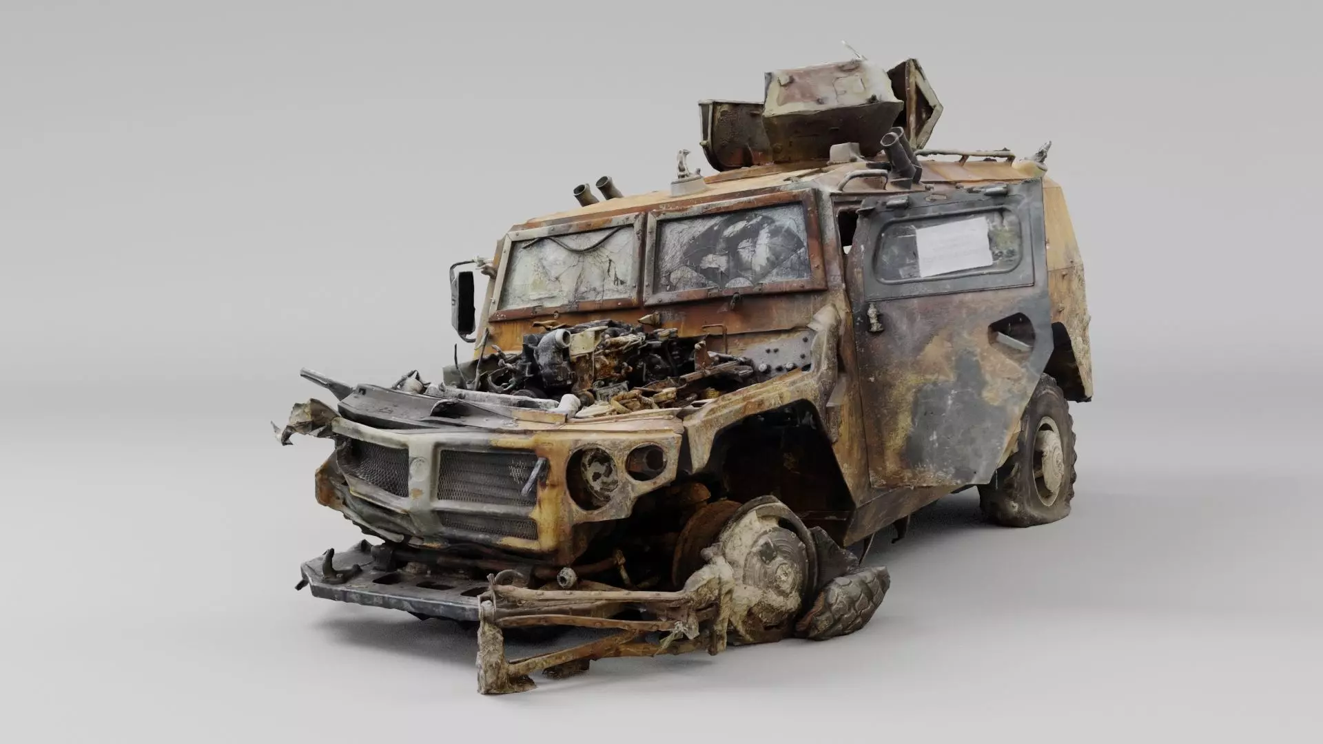 Tigr Tiger infantry mobility vehicle destroyed by Ukrainian army 3D model_0