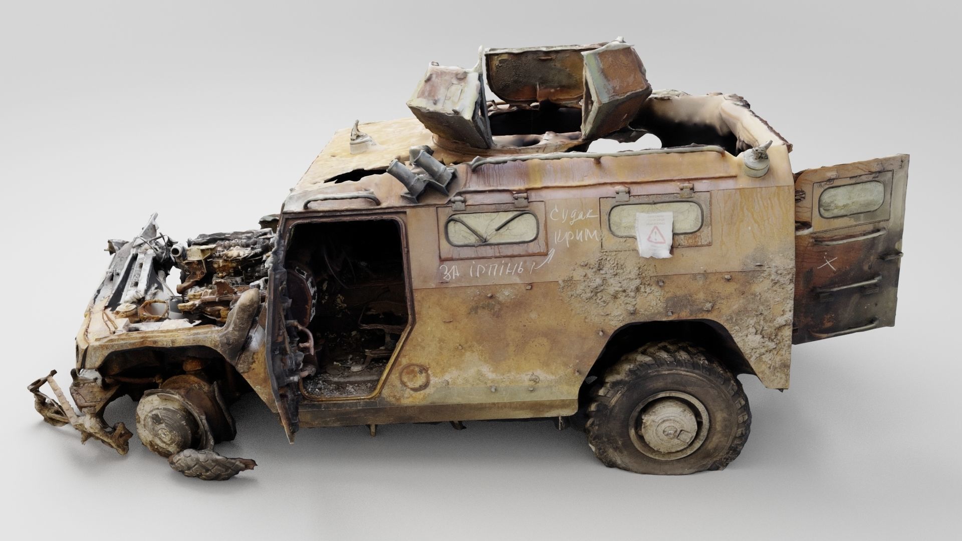 Tigr Tiger infantry mobility vehicle destroyed by Ukrainian army 3D model_2