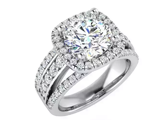 3-Row square diamond ring 3131 3D print model 