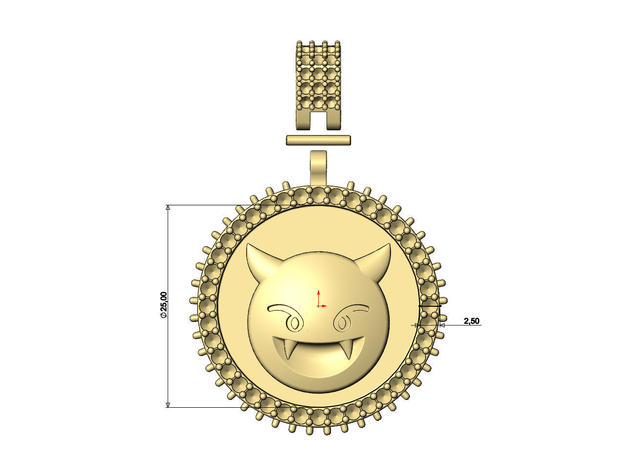 Iced evil emoji pendant with bail 3D print model_7