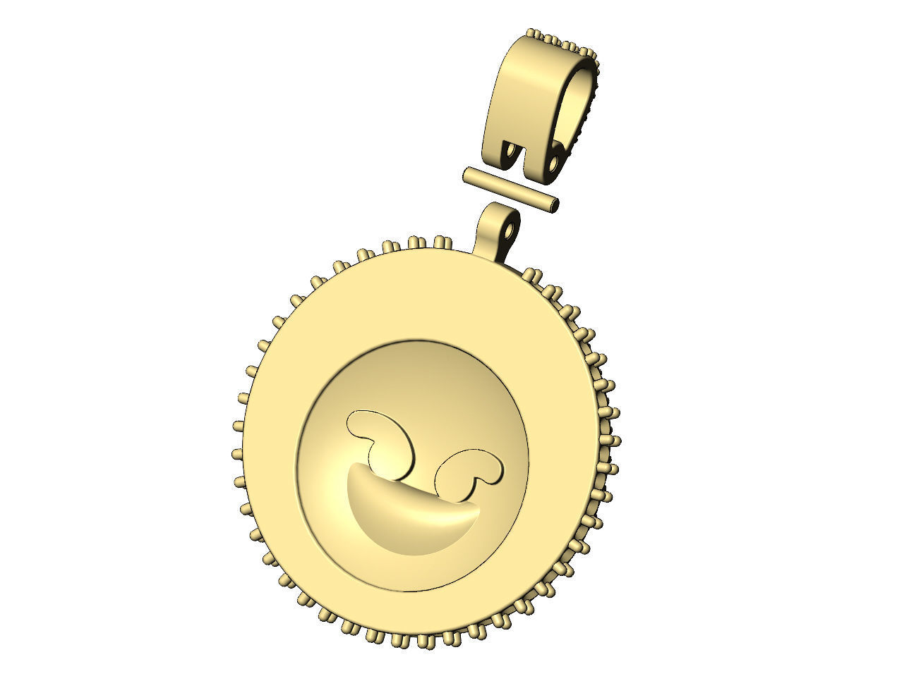 Iced evil emoji pendant with bail 3D print model_6