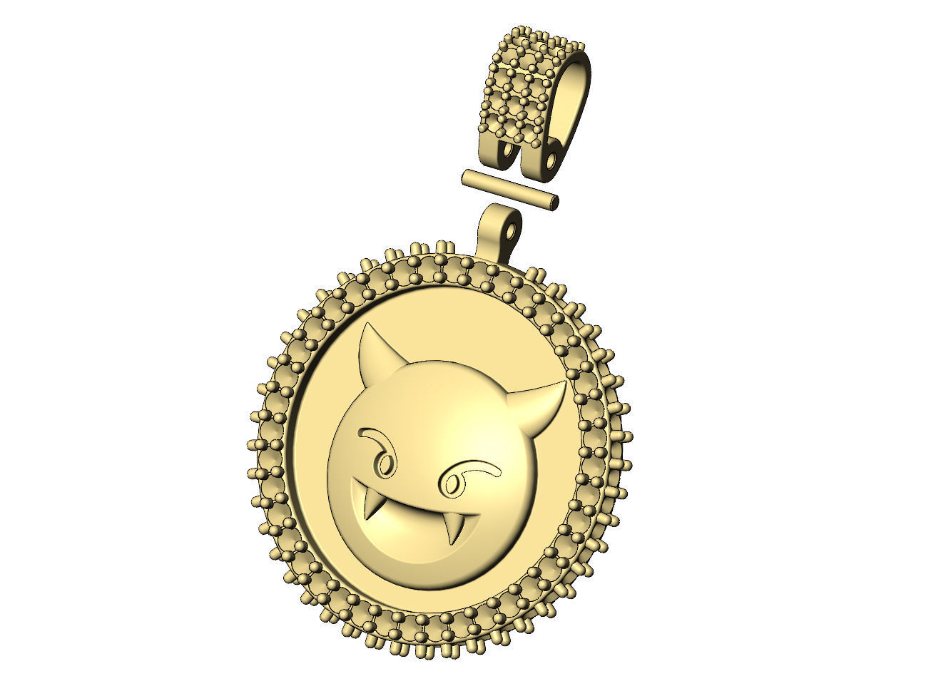 Iced evil emoji pendant with bail 3D print model_5