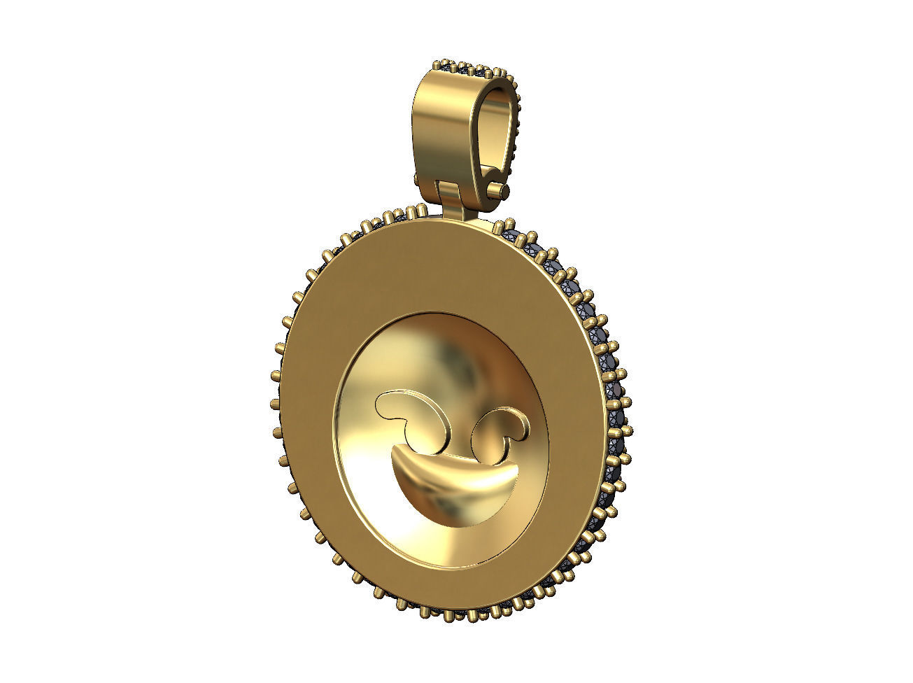 Iced evil emoji pendant with bail 3D print model_4