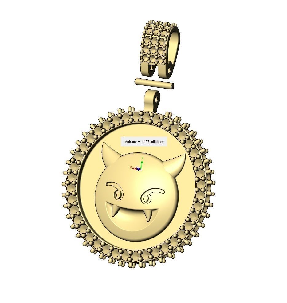 Iced evil emoji pendant with bail 3D print model_12