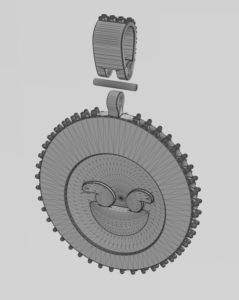 Iced evil emoji pendant with bail 3D print model_14