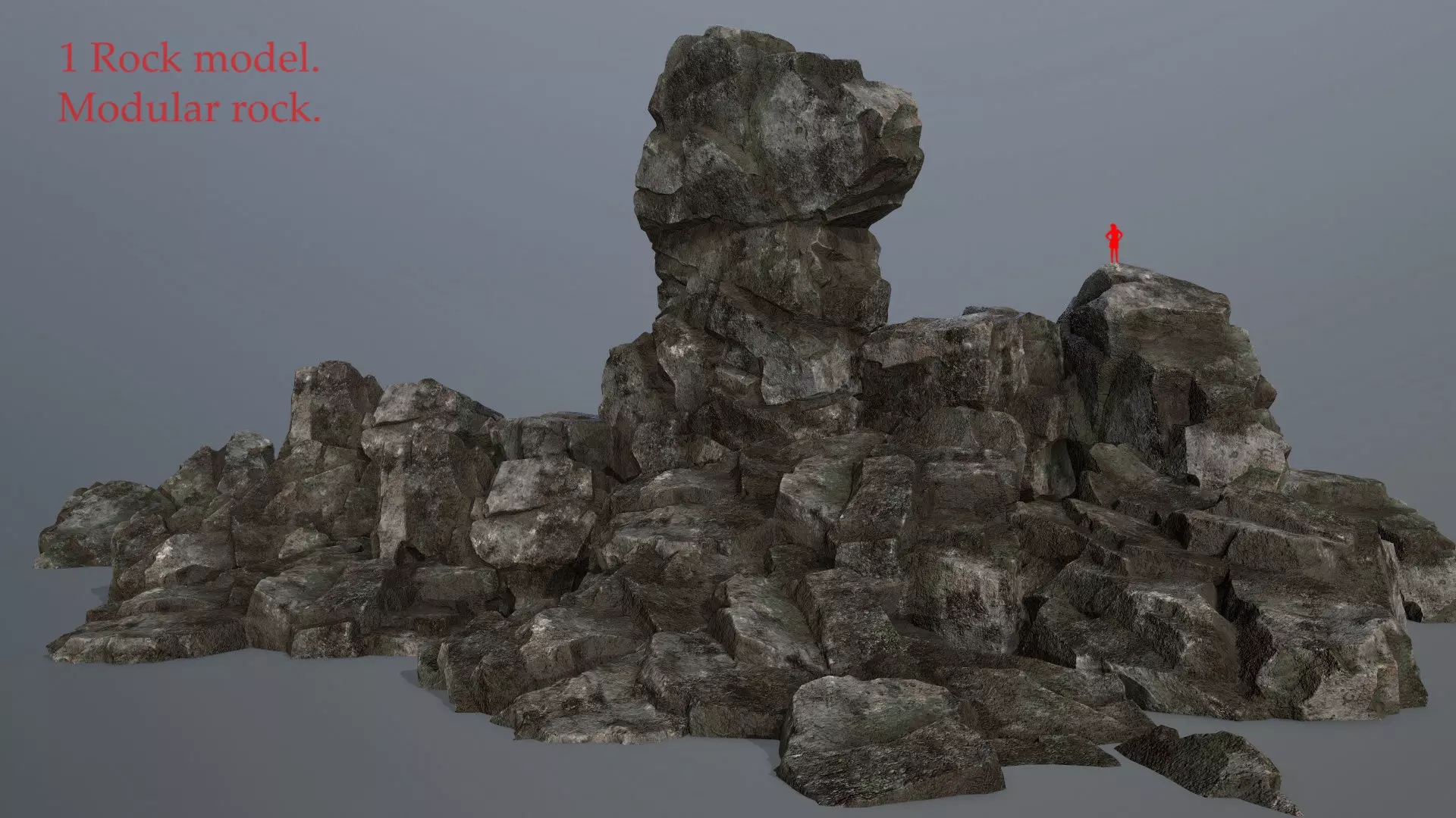 Stone rock Low-poly 3D model_0