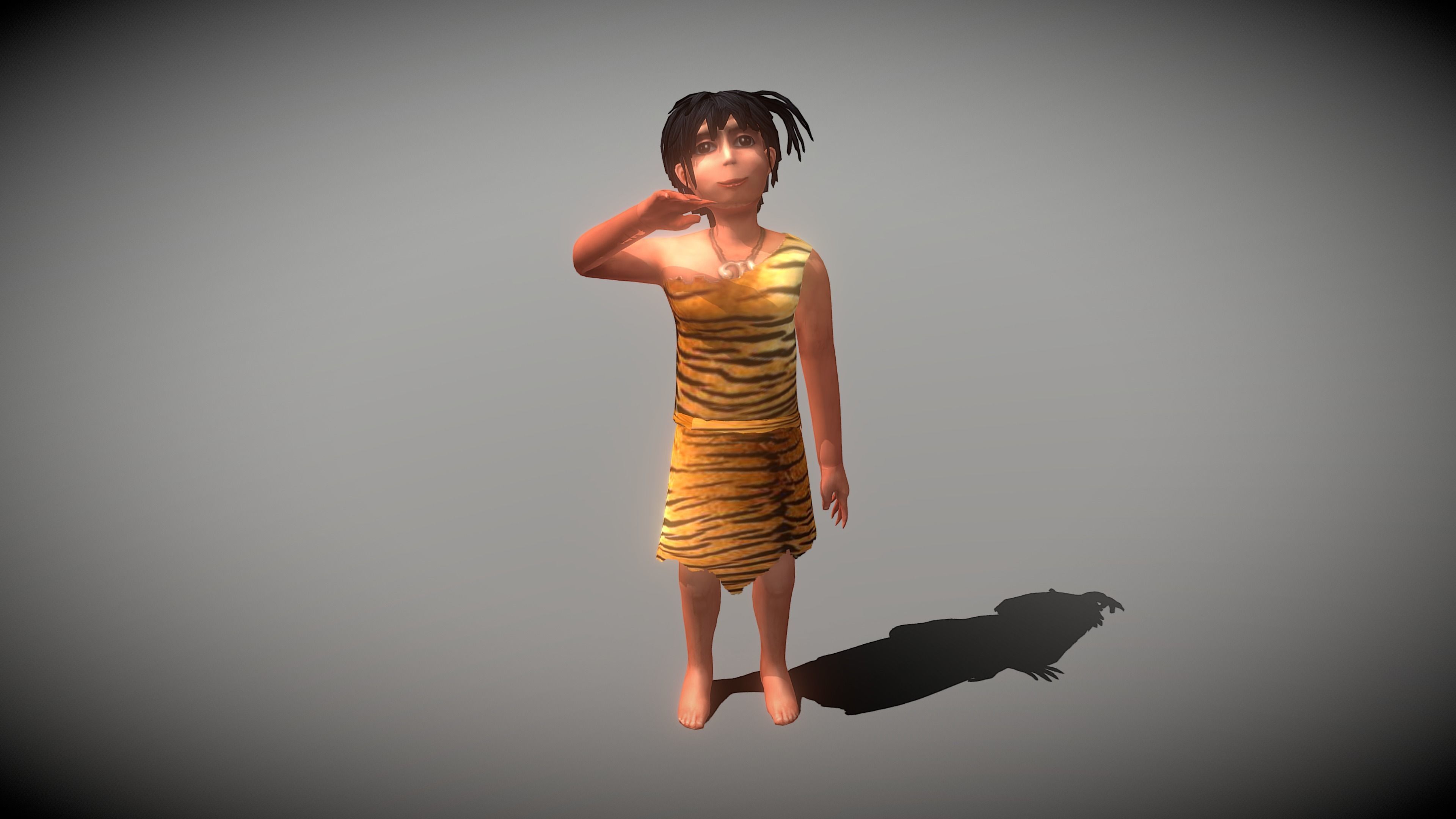 Caveman Girl Low-poly 3D model_10