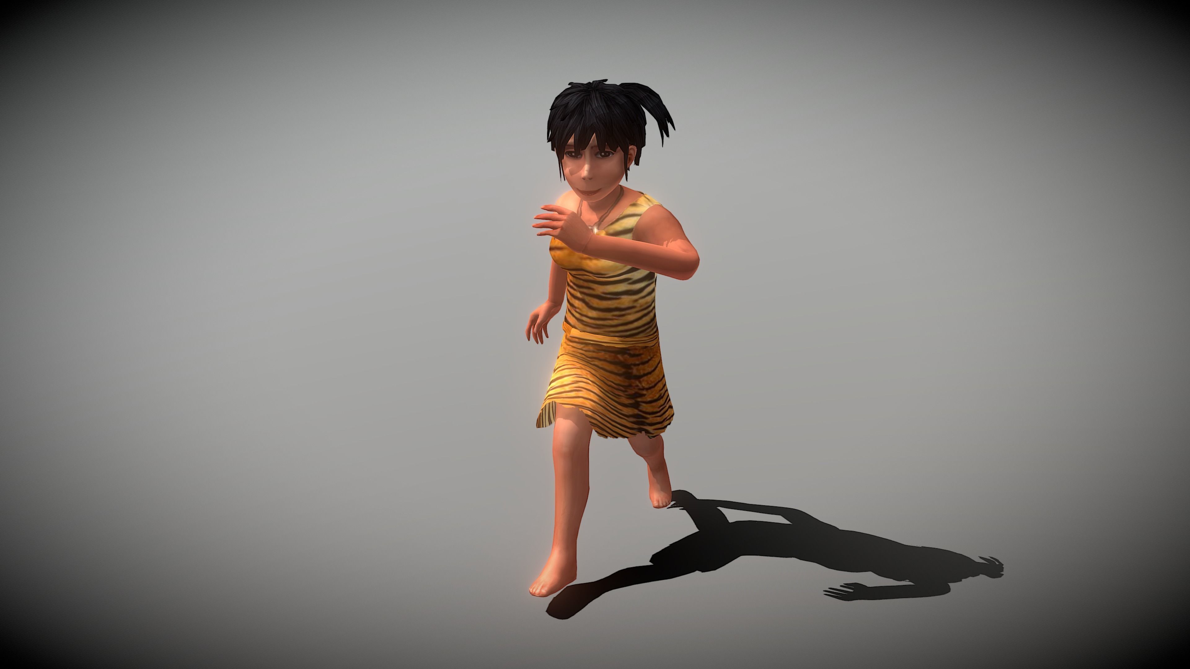 Caveman Girl Low-poly 3D model_7