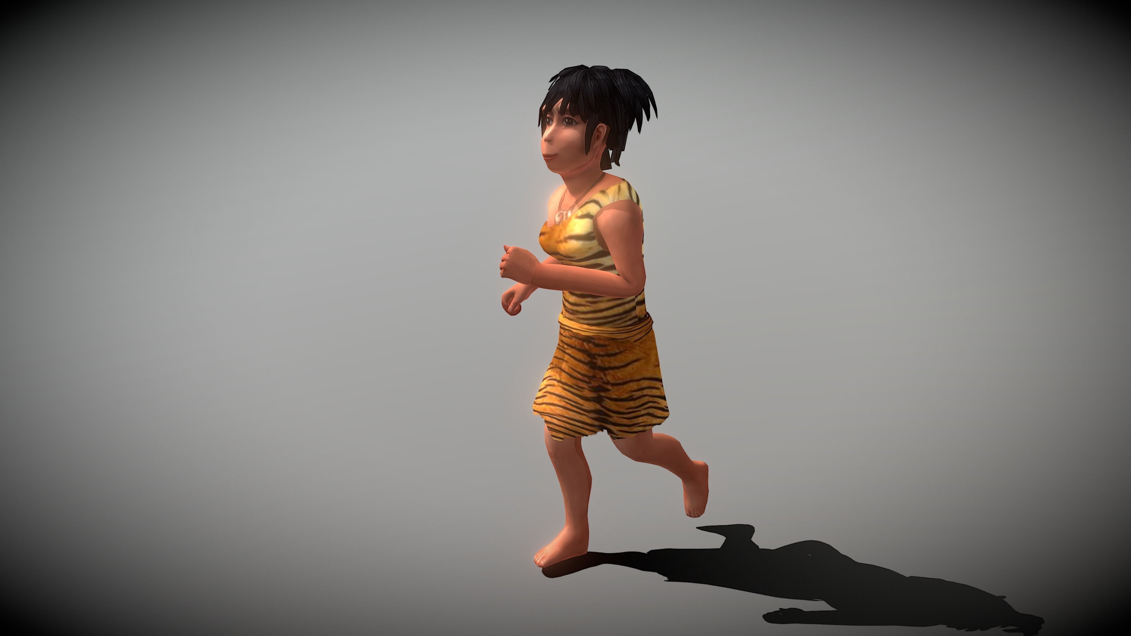 Caveman Girl Low-poly 3D model_3