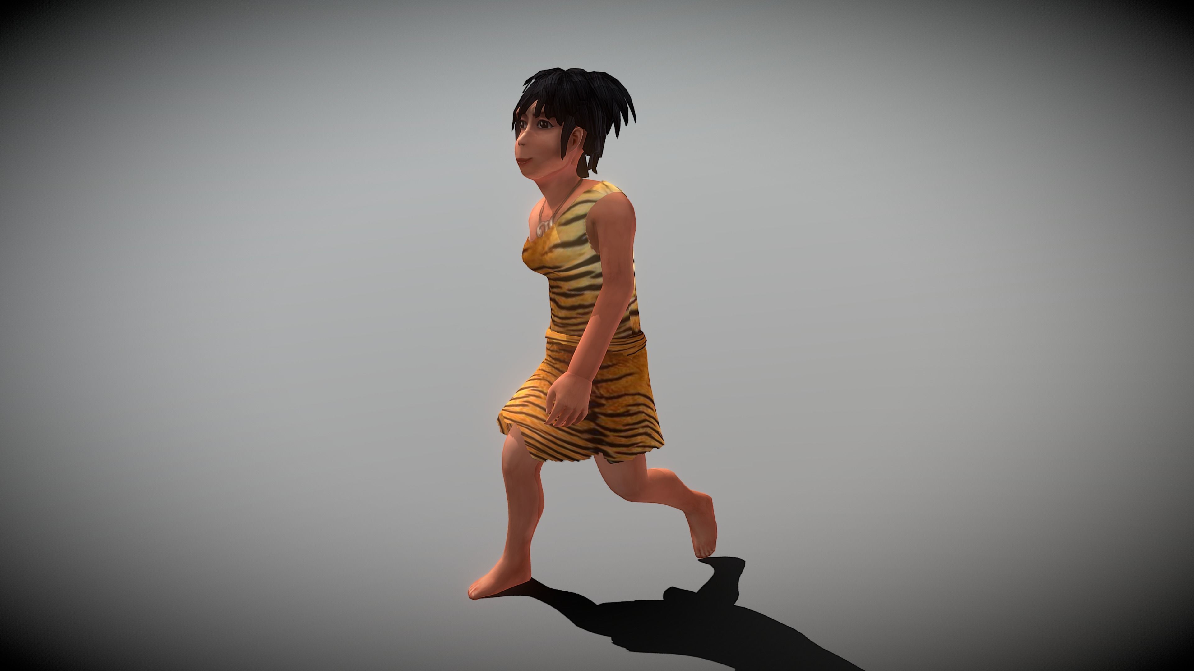Caveman Girl Low-poly 3D model_2