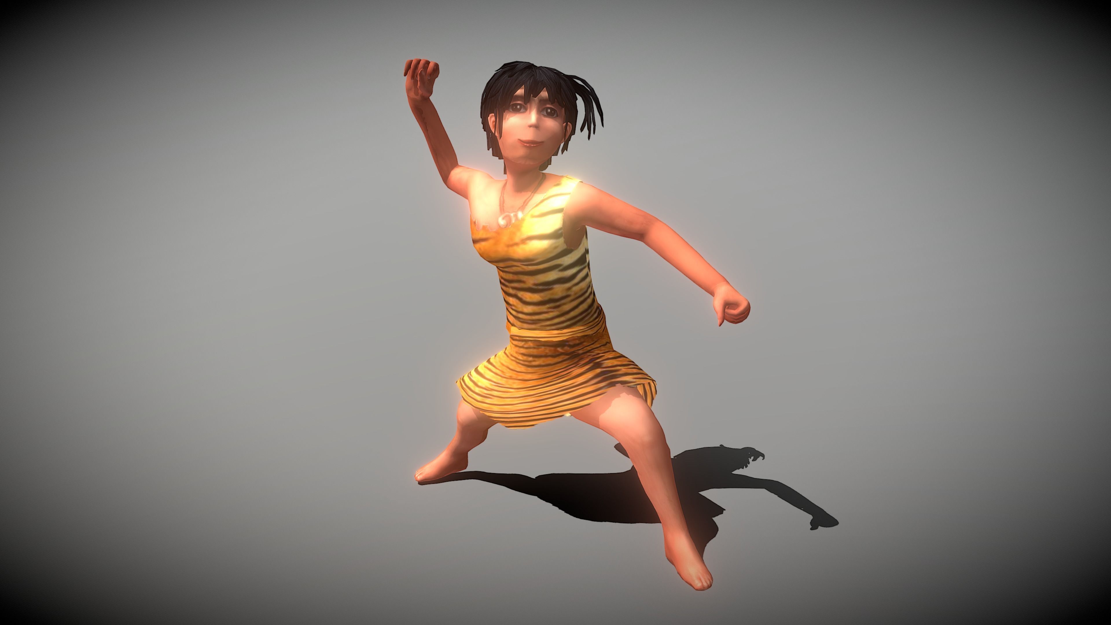 Caveman Girl Low-poly 3D model_8
