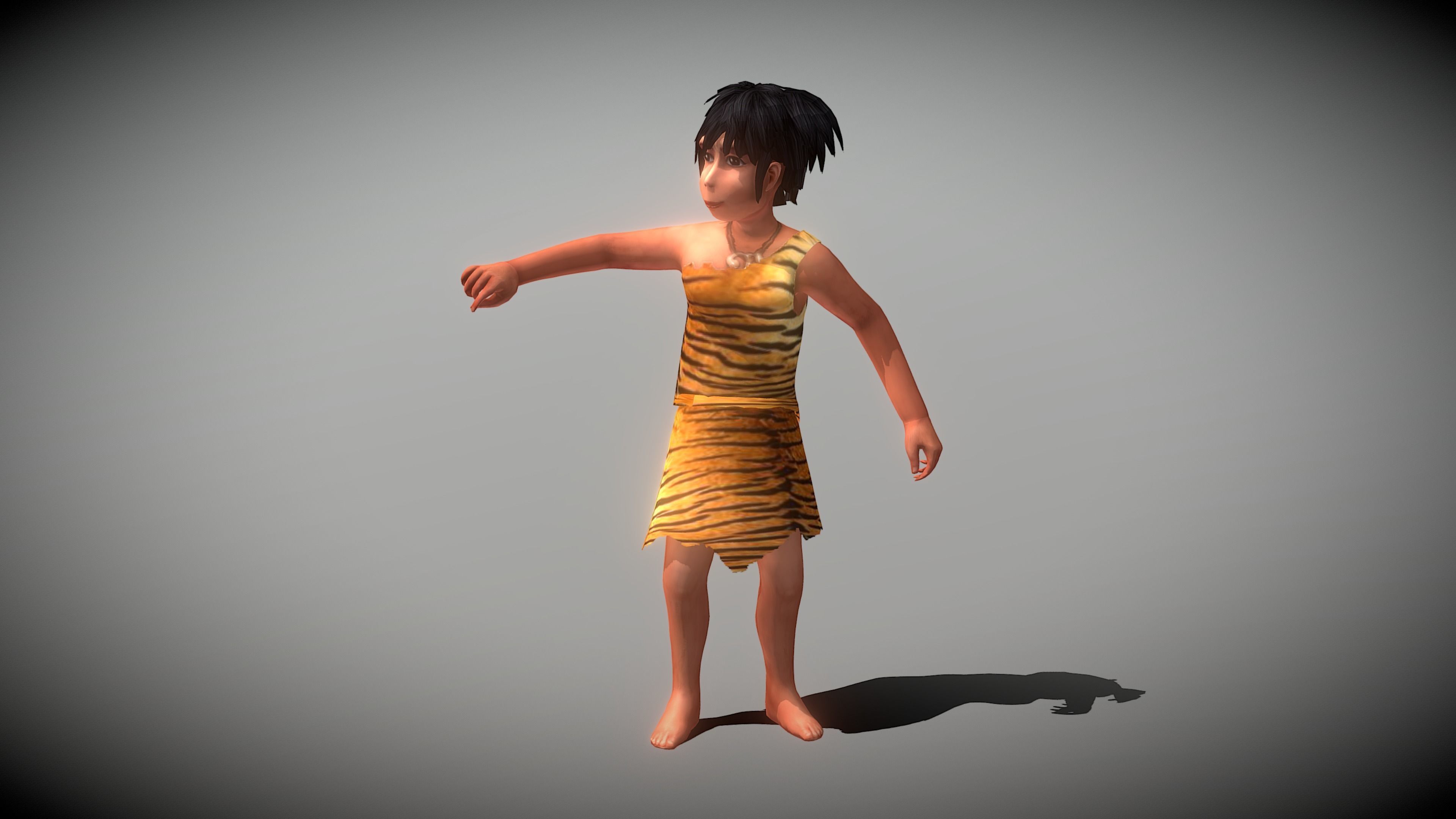Caveman Girl Low-poly 3D model_9