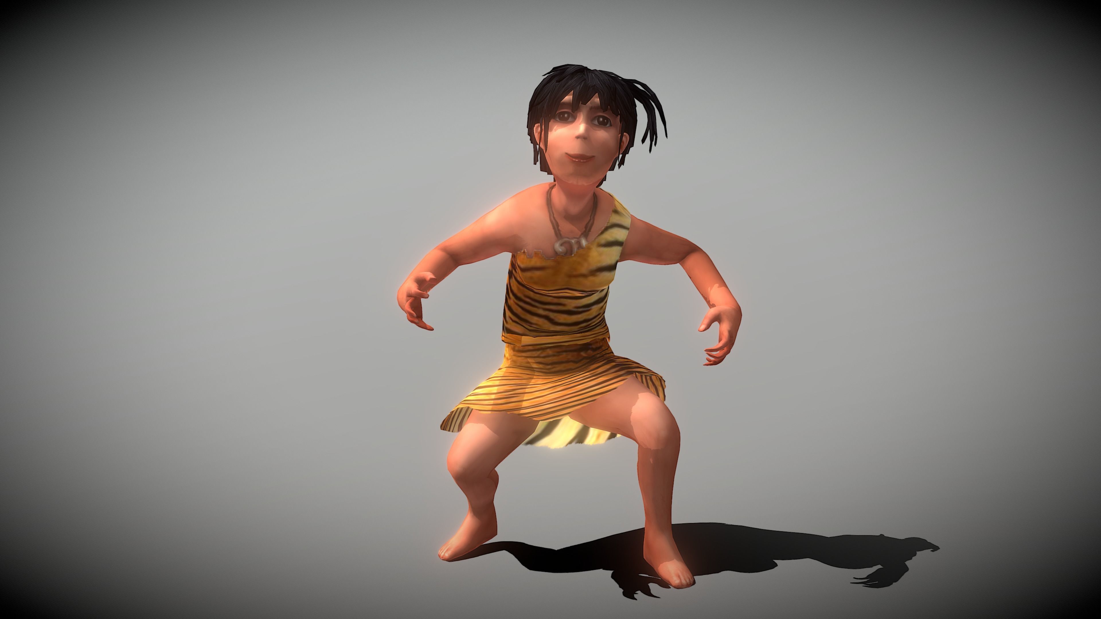 Caveman Girl Low-poly 3D model_5