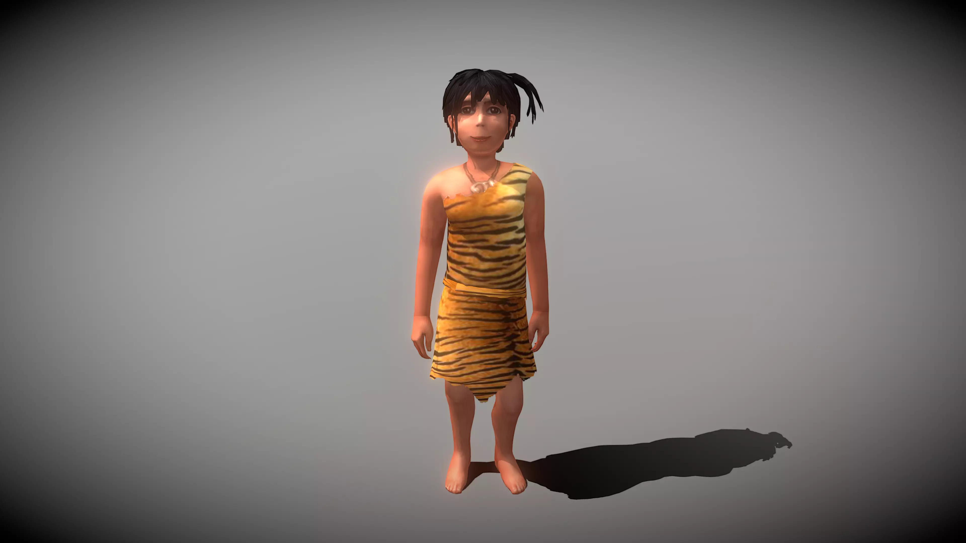 Caveman Girl Low-poly 3D model_0