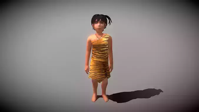 Caveman Girl Low-poly 3D model