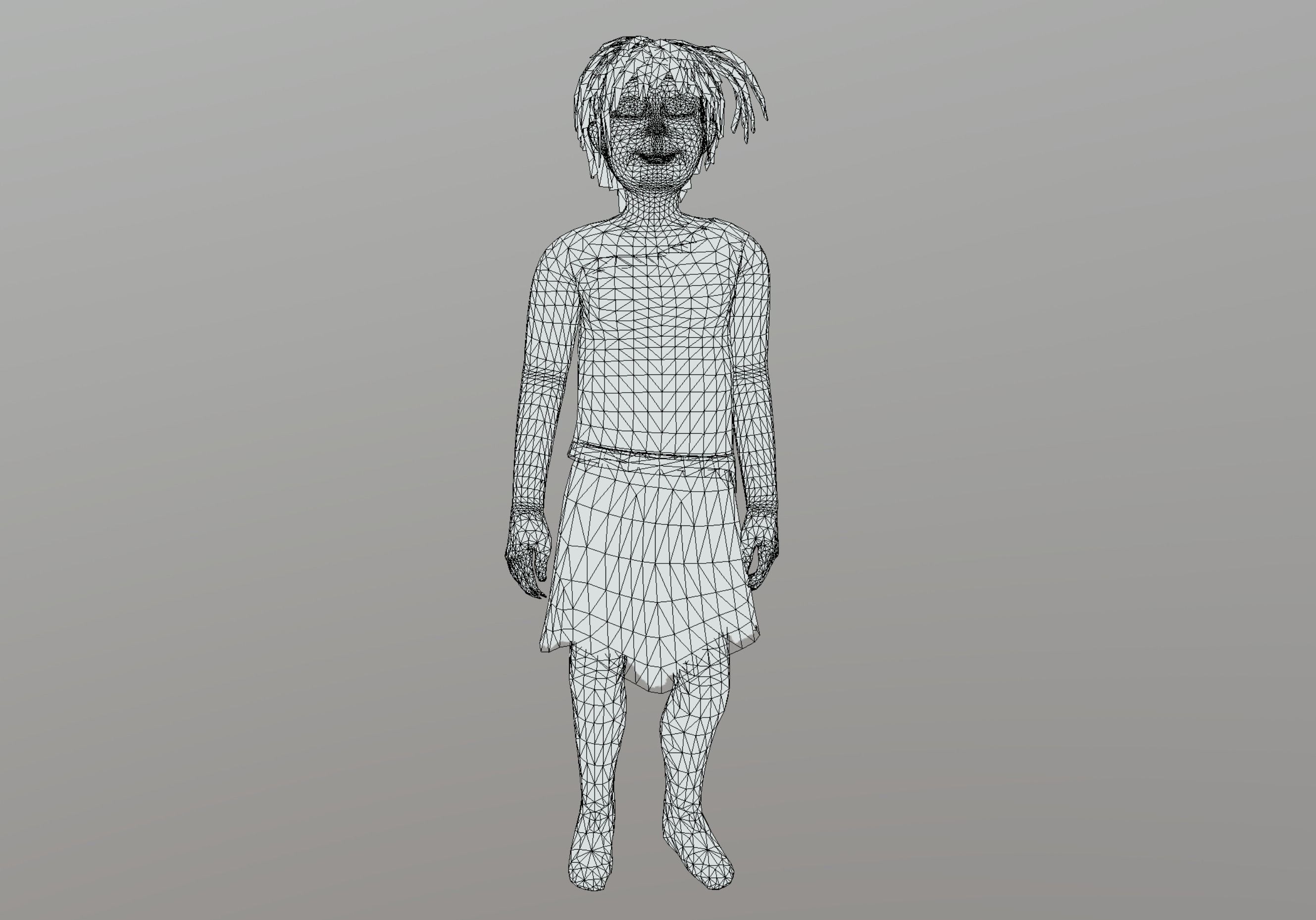 Caveman Girl Low-poly 3D model_11