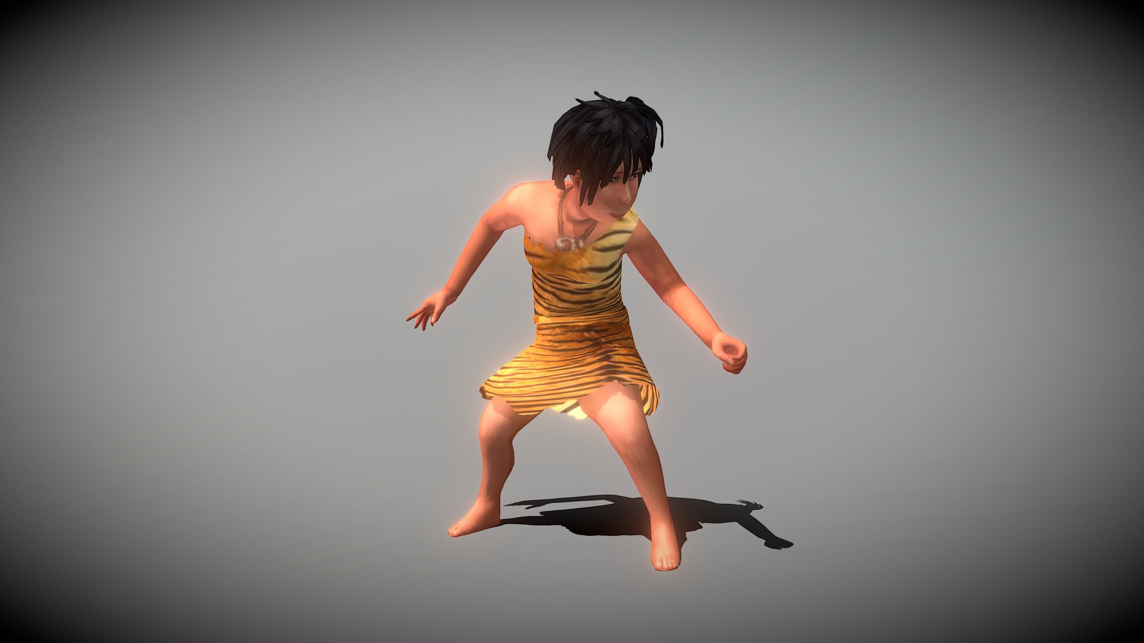 Caveman Girl Low-poly 3D model_4