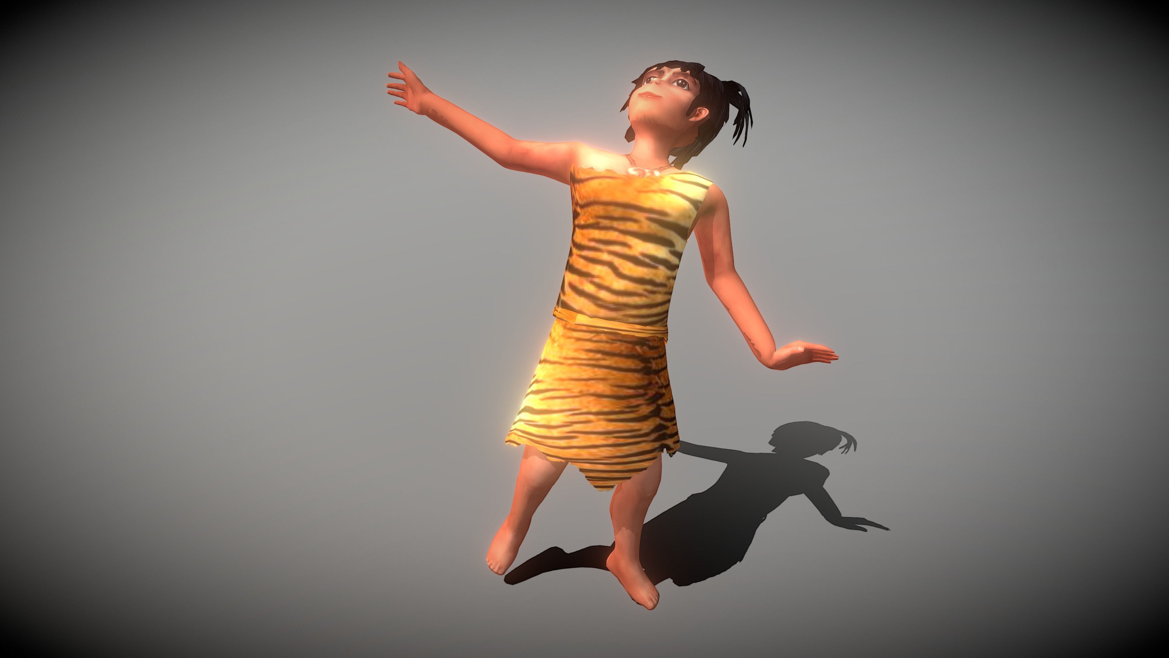 Caveman Girl Low-poly 3D model_6