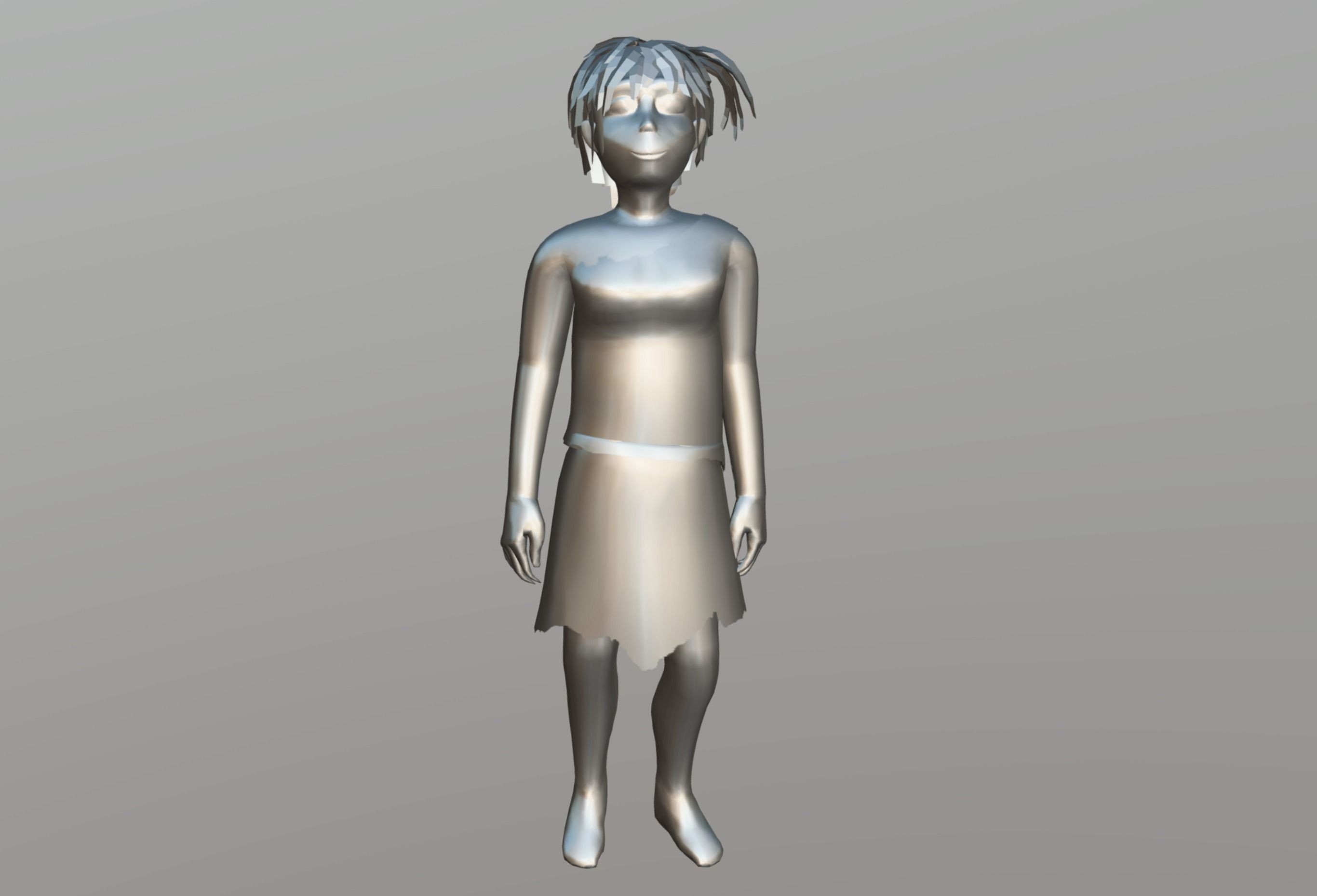 Caveman Girl Low-poly 3D model_12