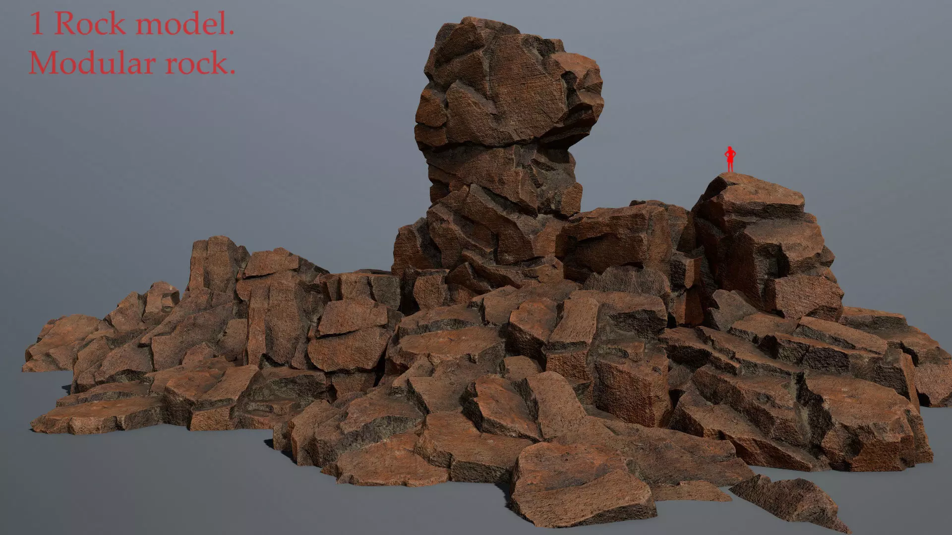 Stone rock sculpture Low-poly 3D model_0