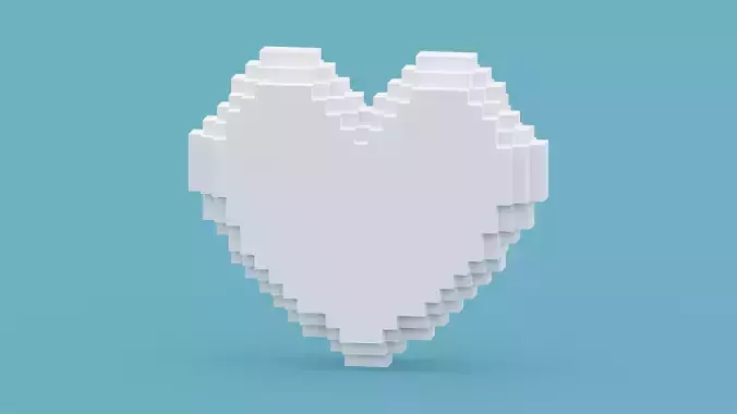 Voxel White Heart
