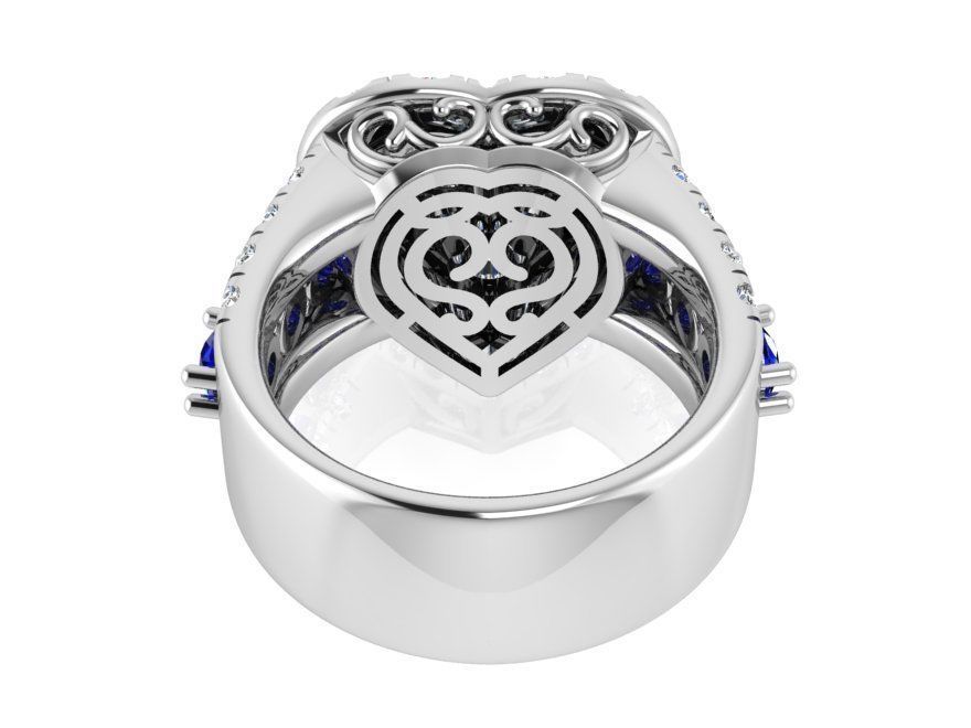 Blue and white Heart diamond ring 3132 3D print model 3D print model_3