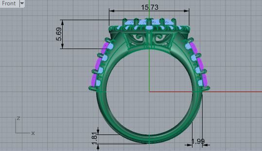 Blue and white Heart diamond ring 3132 3D print model 3D print model_5
